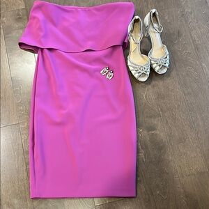 Likely: Elegant Pink Off-Shoulder Dress